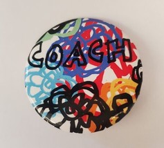 COACH Collectible Poppy Round Pinback Button Colorful Floral 1.5&quot; Pin - £15.66 GBP