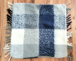 Williams Sonoma Mohair Plaid Woven Pillow Cover 22x22 Blue/Grey Nwot #P214 - £31.89 GBP