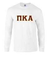 Pi Kappa Alpha Long Sleeve - White - Twill Garnet Letters with Gold Outline - £23.49 GBP