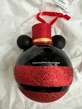 Disney Parks Red Nutcracker Mickey Mouse Glass Ball Ornament NEW image 2