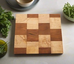 Handcrafted Wooden Trivet: Maple and Cherry Wood in a Checkerboard Pattern - $15.99