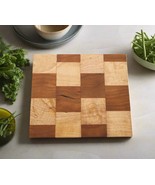 Handcrafted Wooden Trivet: Maple and Cherry Wood in a Checkerboard Pattern - $21.91 CAD