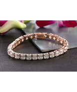 16Ct Asscher Schnitt 5mm Simulierte Moissanit 14K Rose Gold Finish Tenni... - $388.09 CAD