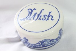 Trinket Dish (New) Wish - Blue &amp; White Ceramic Dish W/ Daisy Note Pad - £12.70 GBP