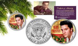 ELVIS PRESLEY JFK Half Dollar Coin w/ XMASTree Ornament Capsule * Young ... - £7.56 GBP