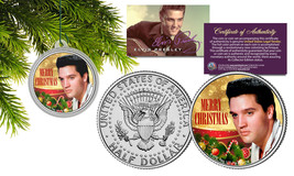 ELVIS PRESLEY JFK Half Dollar Coin w/ XMASTree Ornament Capsule * Young ... - £7.54 GBP