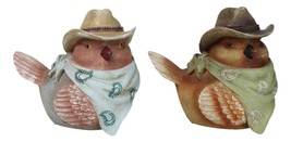 Set of 2 Western Howdy Cowboy and Cowgirl Birds with Hat And Scarf Piggy... - £34.51 GBP