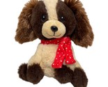 Walmart Tan and Brown Puppy Dog with Long Ears Small Red White Scarf Plush  - £9.76 GBP