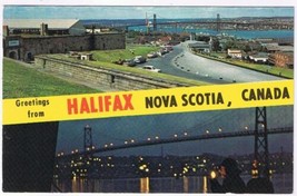 Postcard Greeetings From Halifax Nova Scotia From Citadel MacDonald Bridge - $2.09