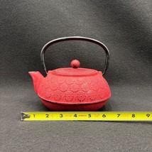 Japanese Cast Iron Teapot Red Floral Tea Pot with Infuser - £19.12 GBP