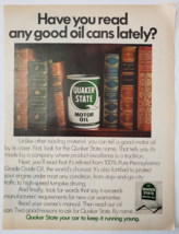 1972 Quaker State Motor Oil Vintage Print Ad Have You Read Any Good Oil Cans - £10.11 GBP