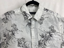 Mens Size L Michael Brandon  White All Over Rose Print Western Button-Up... - £7.55 GBP