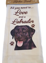 Labrador Black Kitchen Dish Towel  Dog Lab All You Need Is Love Cotton 1... - $11.38