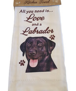 Labrador Black Kitchen Dish Towel  Dog Lab All You Need Is Love Cotton 1... - $216.65 MXN