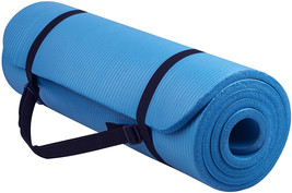 Yoga Mat Exercise Pad 71x24 Thick Non-Slip Fitness Pilates Gym Workout Blue - £23.20 GBP