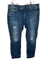 Silver Jeans Women&#39;s Jeans Sam Distressed Whiskered Skinny Ankle Blue Large - £16.88 GBP