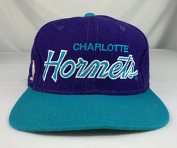 Vintage Charlotte Hornets Hat Sports Specialties Script 90s NBA Fitted Cap 7 1/2 - £46.92 GBP