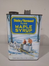 Vintage State of Vermont Maple Syrup Tin Syrup Can Nice Graphics Gallon Tin - £23.91 GBP