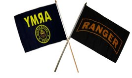 12x18 12&quot;x18&quot; Wholesale Combo Army Crest &amp; Ranger Rangers Stick Flag - £10.32 GBP