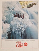 1964 Print Ad Coca-Cola Soda Pop Bottles of Coke in Icy Waterfall - £17.08 GBP