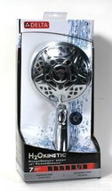 1 Count Delta H2O Kinetic PowerDrench 7 Spray Jets Chrome Finish Handshower - £62.90 GBP