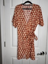 FAHERTY Willow Wrap Dress Spiced Shibori Print Size S Linen Viscose Blend - £49.32 GBP