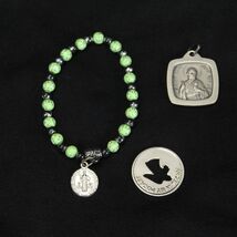 St Benedict Bracelet Metal St Jude Pendant Angel in My Pocket Coin Chris... - $21.55