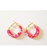 Handmade Rice Beads Earrings Pink - £10.66 GBP