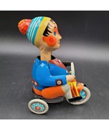 Vintage Kovap Tinplate Toy 5&quot; Boy On A Tricycle Peddaling Windup Tin Toy... - $19.79