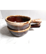 Two Vintage McCoy USA Pottery 7050 Brown Drip Soup Bowls with Handle MCM - £11.79 GBP