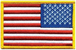 reverse USA Flag Patch embroidered 3 3/8&quot;x2&quot; jacket vest u.s. HEROS PRIDE 0022 - £12.98 GBP