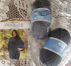 Two (2) Herrschners ~ 1 lb ~ GRAY ~ Worsted 8 ~ Yarn Skeins ~ EASY KNIT PONCHO - £23.13 GBP