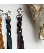 Western Leather Skinny Tassel Fringe Keychain Bag Charm Brown - $27.77 CAD