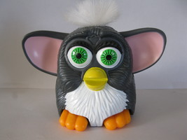 (BX-8) 1998 McDonald&#39;s / Tiger: Furby - Dark Gray, White Hair, Green Eyes - £1.59 GBP