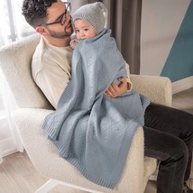 BLUE SOLID COLOR VOGA BABY BOYS BLANKET PREMIUM QUALITY SOFT KNITTED FABRIC - $88.24 CAD