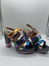 Ecote’ Rainbow Sandal 9M open toe High Heel Platform 4.5” Sling Back Blue Pink - £19.33 GBP