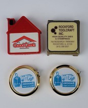 Lot 4 Advertising Pocket Tape Measures Barlow Good Cents, Bissell, Rockford Tool - £25.58 GBP