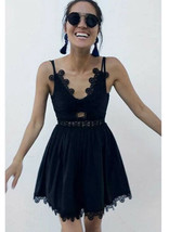 Celebrity Women&#39;s Cotton Crochet Backless Plunge Neck Party Black Dress ... - $54.99