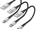 6 Inch Usb C Cable Short,0.5Ft 3-Pack Usb A To Usb C Cable Braided Usb T... - £11.94 GBP