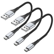 6 Inch Usb C Cable Short,0.5Ft 3-Pack Usb A To Usb C Cable Braided Usb Type C Fa - £11.78 GBP