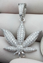 1.25Ct Round Cut Diamond Marijuana Leaf Hip Hop Pendant 14k White GOld Finish - £103.58 GBP