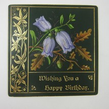 Victorian Birthday Greeting Card Floral Blue Bellflowers Gold Embossed A... - $16.99