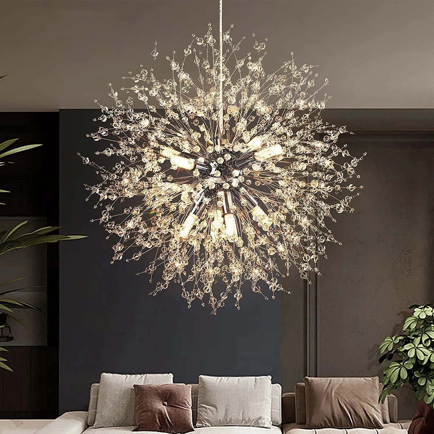 IRALAN Modern Crystal Dandelion Chandelier Lighting Pendant Lamp For Liv... - $95.57+