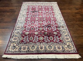 Pak Perisan Rug 4x6, Floral Allover, Vintage Wool Carpet, Plum and Ivory - £971.75 GBP