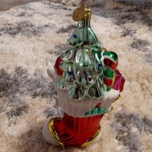 Vintage 4” Blown Heavy Glass Christmas Ornament Large Stocking. FAST SHIPPING - £10.90 GBP