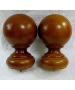 NEW Pair KIRSCH Walnut Wood Screw-in 3&quot; Ball Finials 59083085 - $81.40 CAD