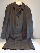 Vintage JUNEX OF SWEDEN OVERCOAT Medium Gray Polyester Blend TRENCH COAT  - £46.45 GBP