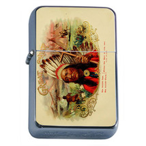 Vintage Cigar Box Poster D2 Flip Top Oil Lighter Wind Resistant - $14.80