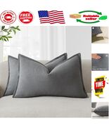Boho Farmhouse Flange Edge Pillow Covers - Soft Grey, Set of 2, 12x20 In... - €29,17 EUR