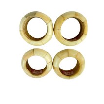 Audrey Napkin Rings Carved Soap Stone on Wood Base in Cream Set of 4 - £19.36 GBP